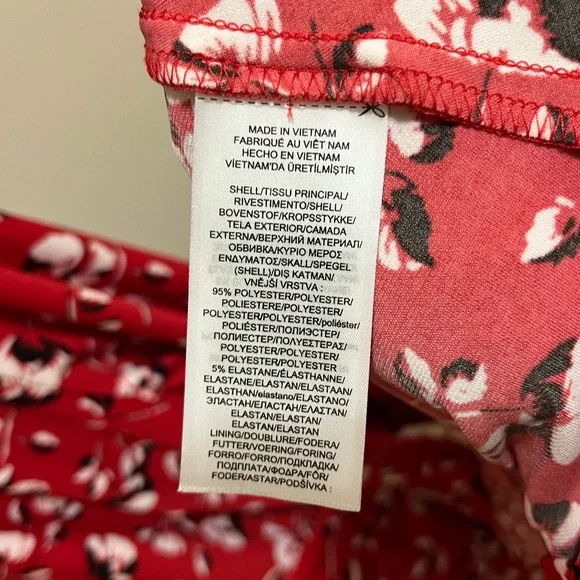 Lauren Ralph Lauren Red Floral Faux Wrap Jersey Dress Size 12 - Picture 14 of 15
